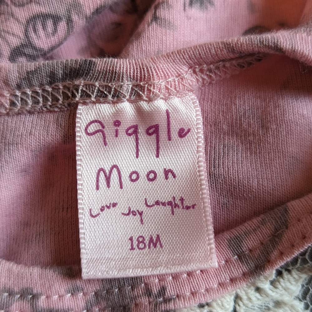Giggle Moon long sleeve floral romper with faux fur bell-bottoms size 18 months - Picture 4 of 6